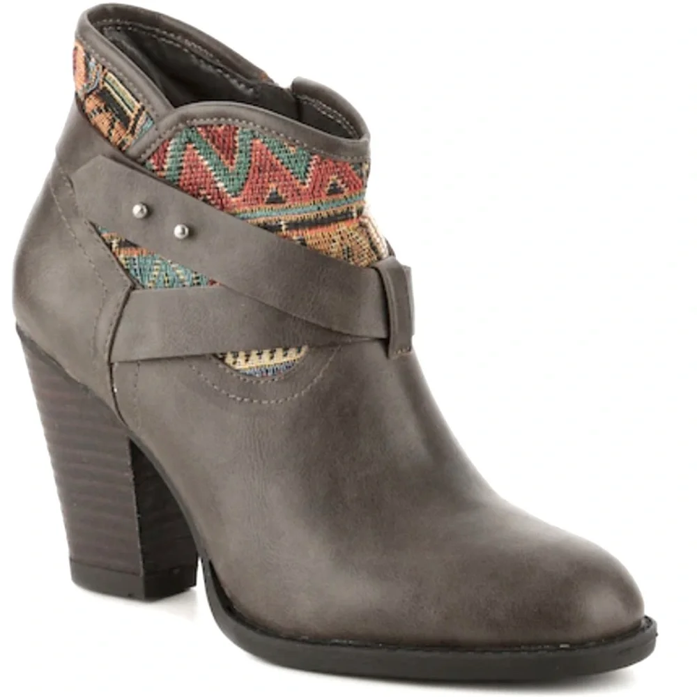 XOXO Women’s Koris Western Bootie Gray Ankle Southwestern Boots size 6.5